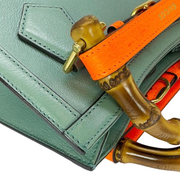 Gucci  Diana Bamboo Mini Leather Tote Bag Green 655661 - Picture 5 of 15